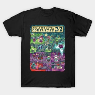 Adulting Level 32 Completed Birthday Gamer T-Shirt